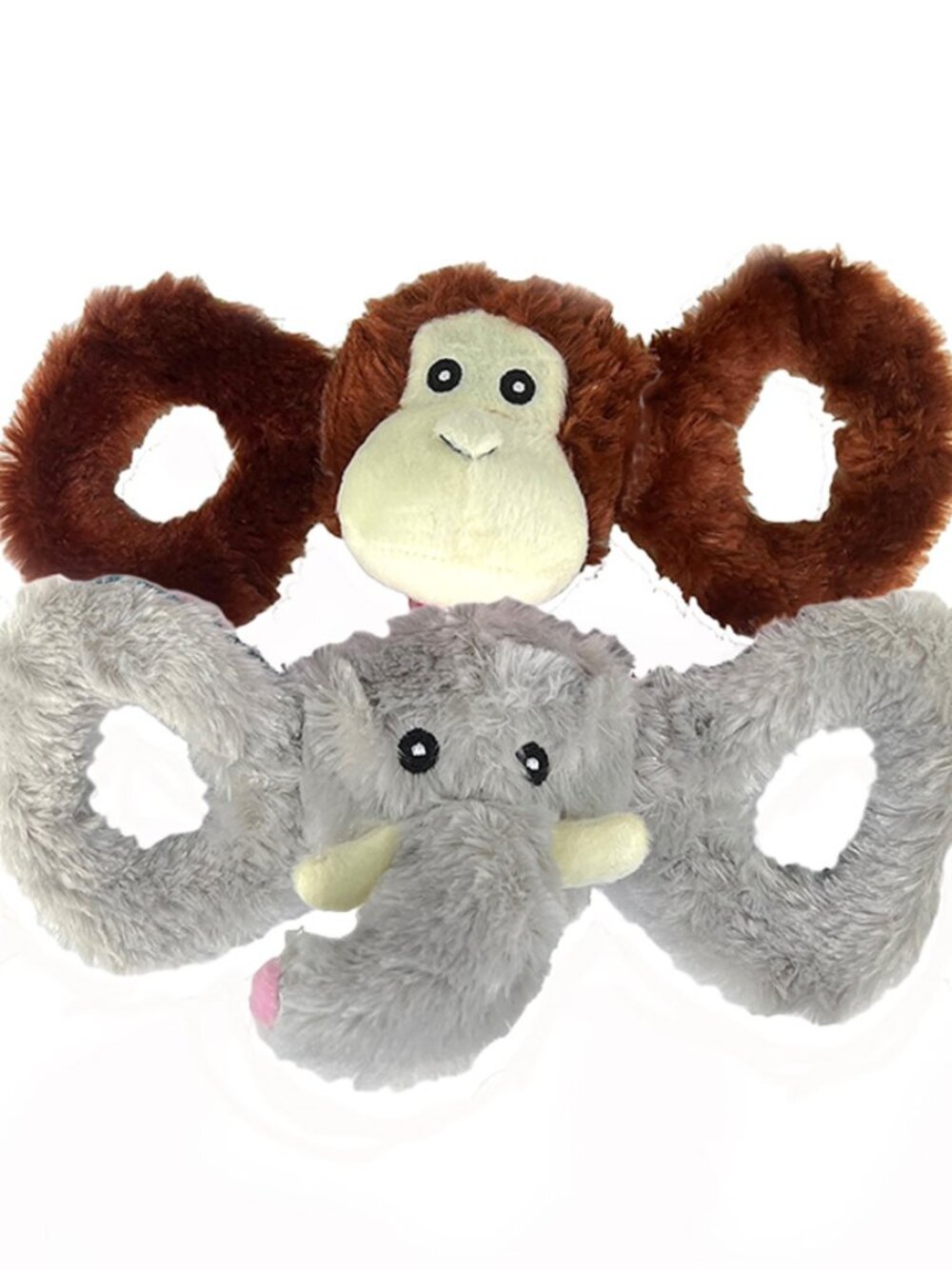 Tug-A-Mals Plush Elephant and Monkey Dog Toys - 2